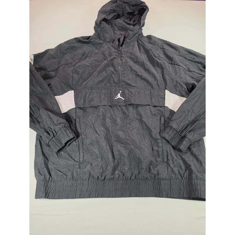 Jordan Jumpman Mens Black Half Zip Windbreaker Hooded Jacket CD5455-010 L
